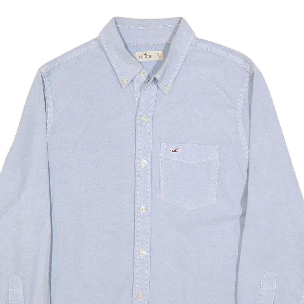 HOLLISTER Mens Blue Button-Down Shirt S Cotton Casual Pocket Long Sleeve