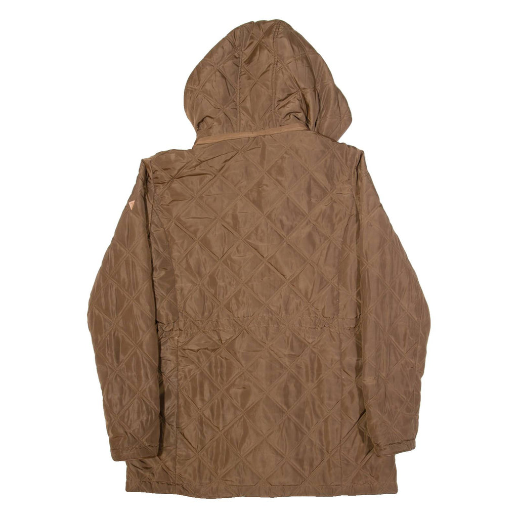 GUESS Womens Quilted Coat Brown Hooded XL