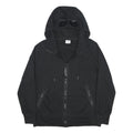C.P. COMPANY Mens Black Pullover Hoodie L Cotton Zip Pocketed Goggle Hood