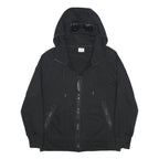 C.P. COMPANY Mens Black Pullover Hoodie L Cotton Zip Pocketed Goggle Hood