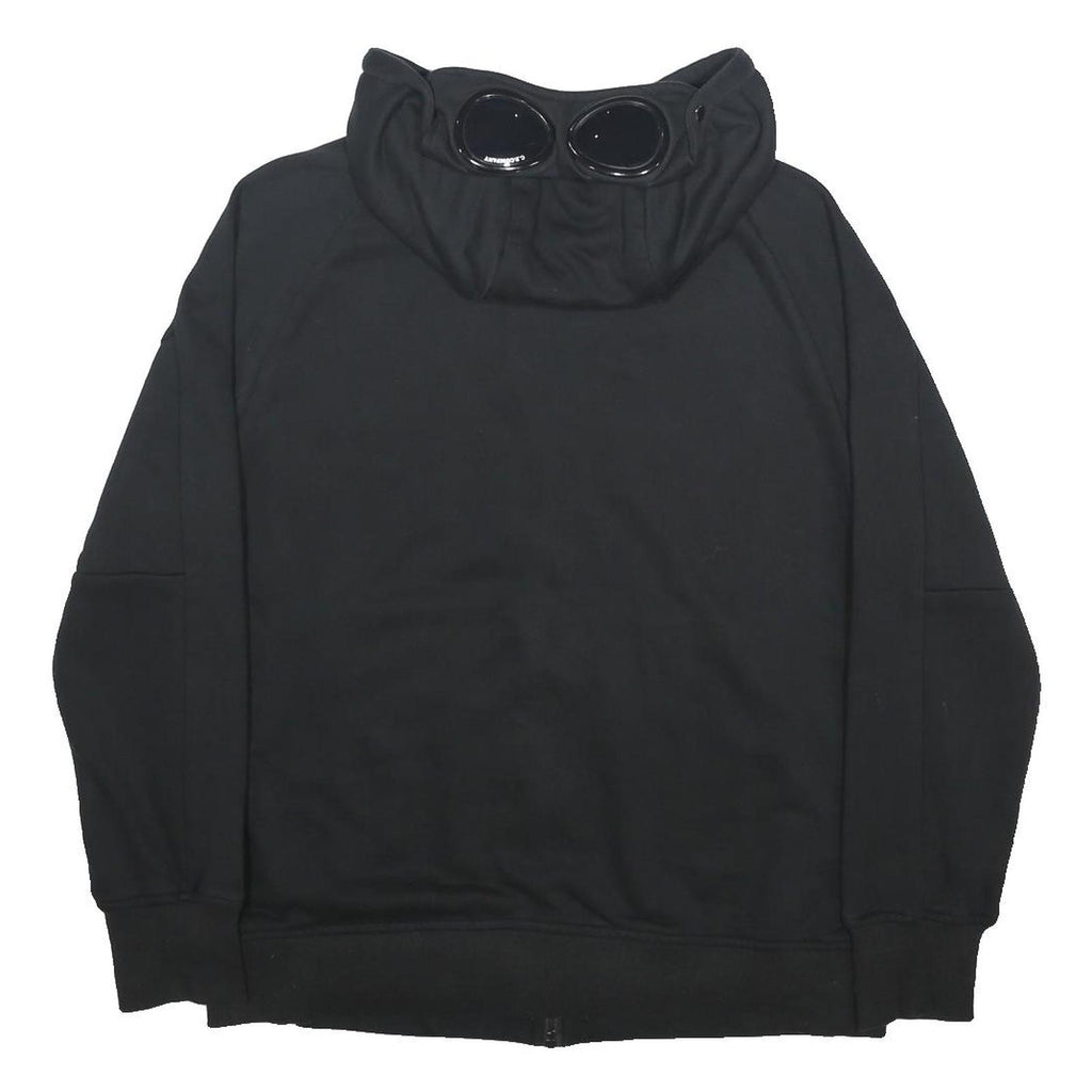 C.P. COMPANY Mens Black Pullover Hoodie L Cotton Zip Pocketed Goggle Hood