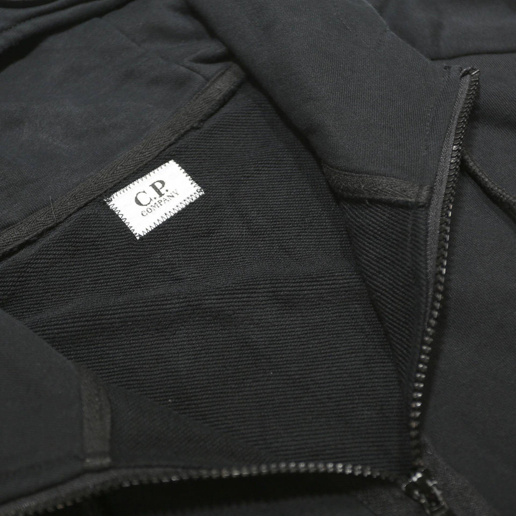C.P. COMPANY Mens Black Pullover Hoodie L Cotton Zip Pocketed Goggle Hood