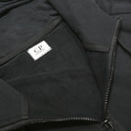 C.P. COMPANY Mens Black Pullover Hoodie L Cotton Zip Pocketed Goggle Hood