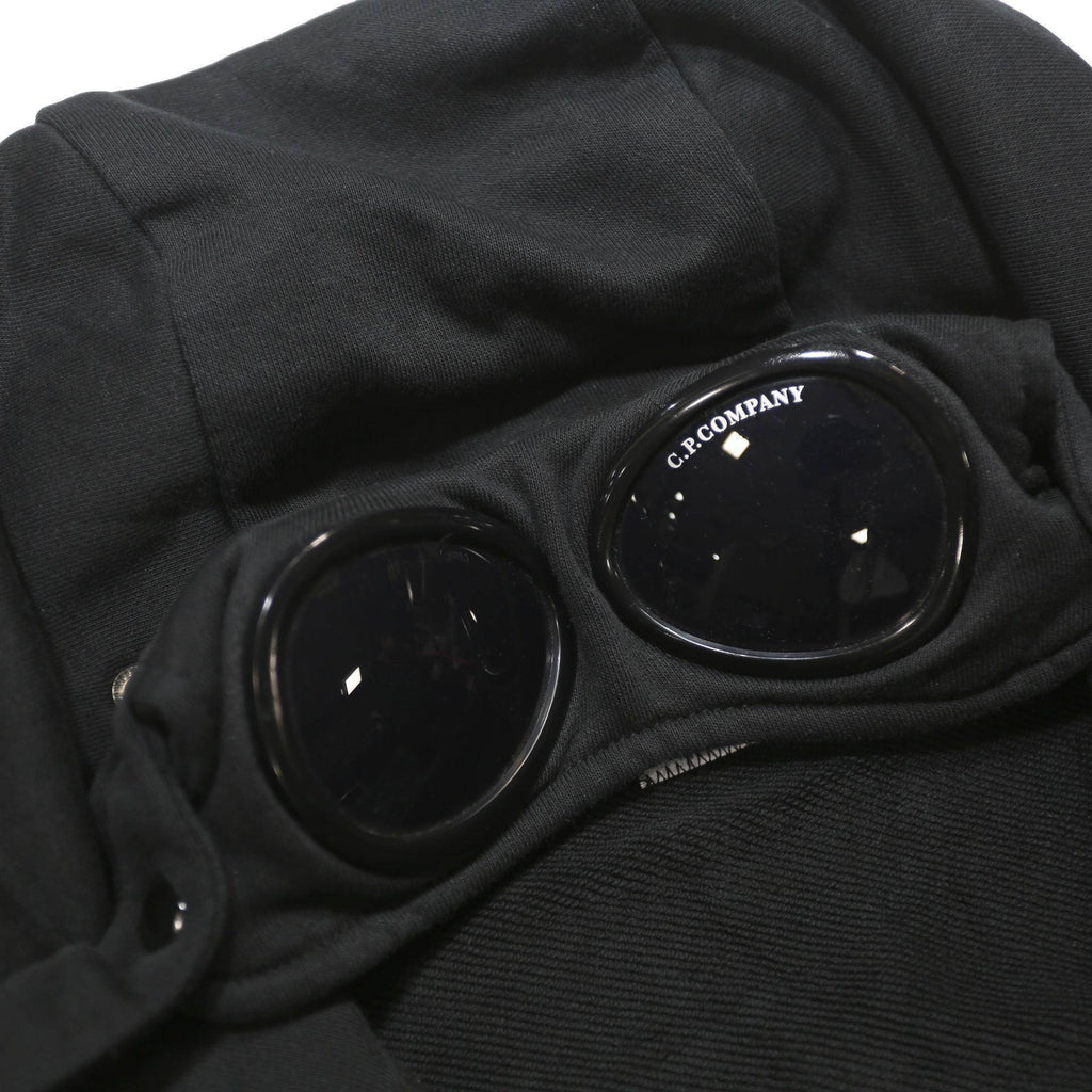 C.P. COMPANY Mens Black Pullover Hoodie L Cotton Zip Pocketed Goggle Hood