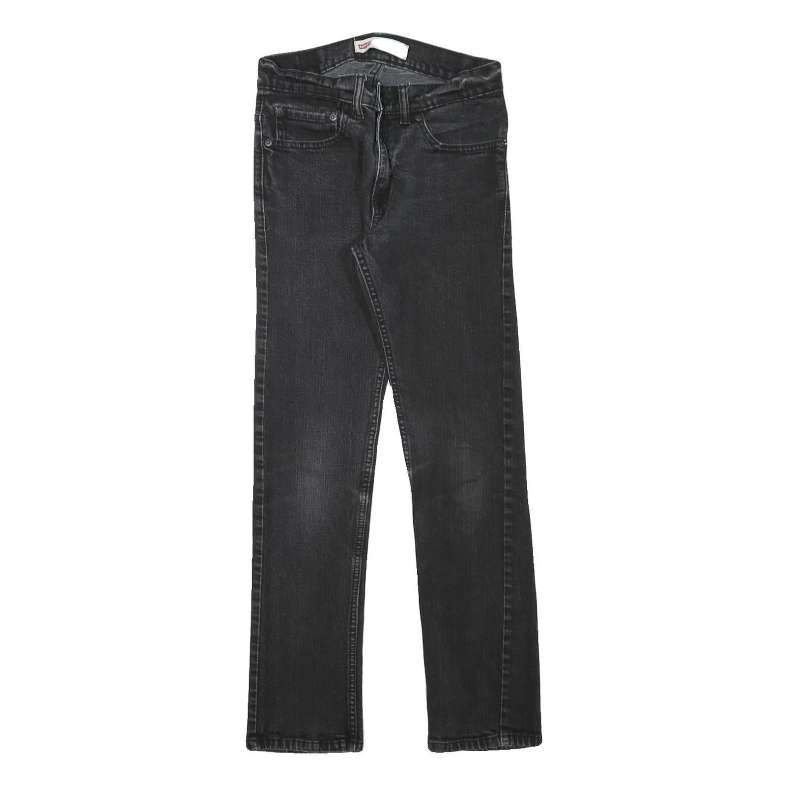 LEVI'S Mens Slim Black Denim Raw Zip W27 L27 Slim Fit Jeans