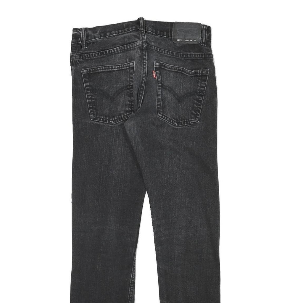 LEVI'S Mens Slim Black Denim Raw Zip W27 L27 Slim Fit Jeans