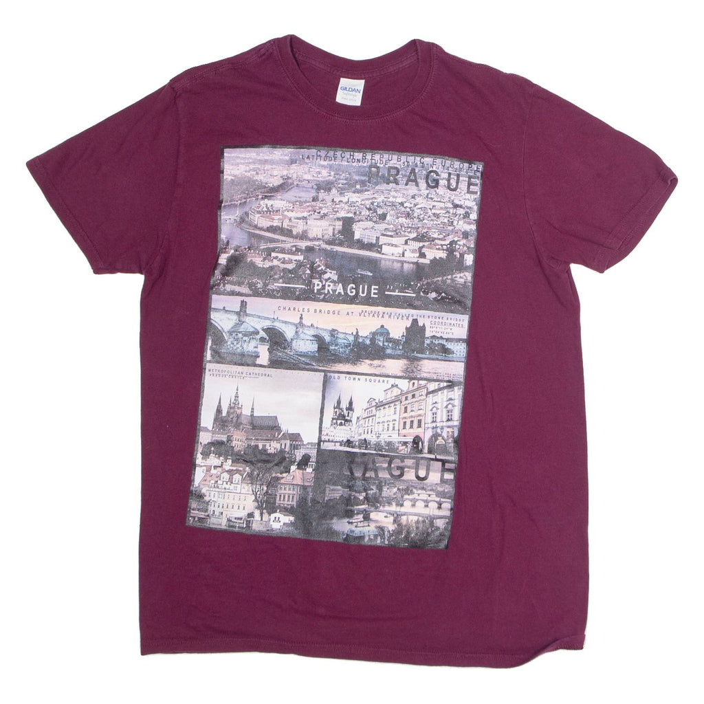 GILDAN Prague Mens T-Shirt Maroon M
