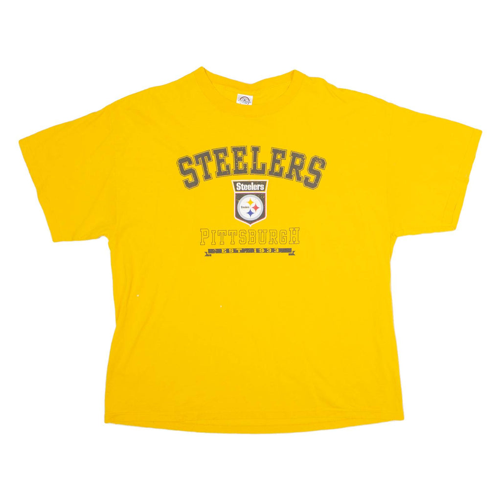 DELTA PRO WEIGHT Pittsburgh Steelers Mens T-Shirt Yellow USA Crew Neck XL