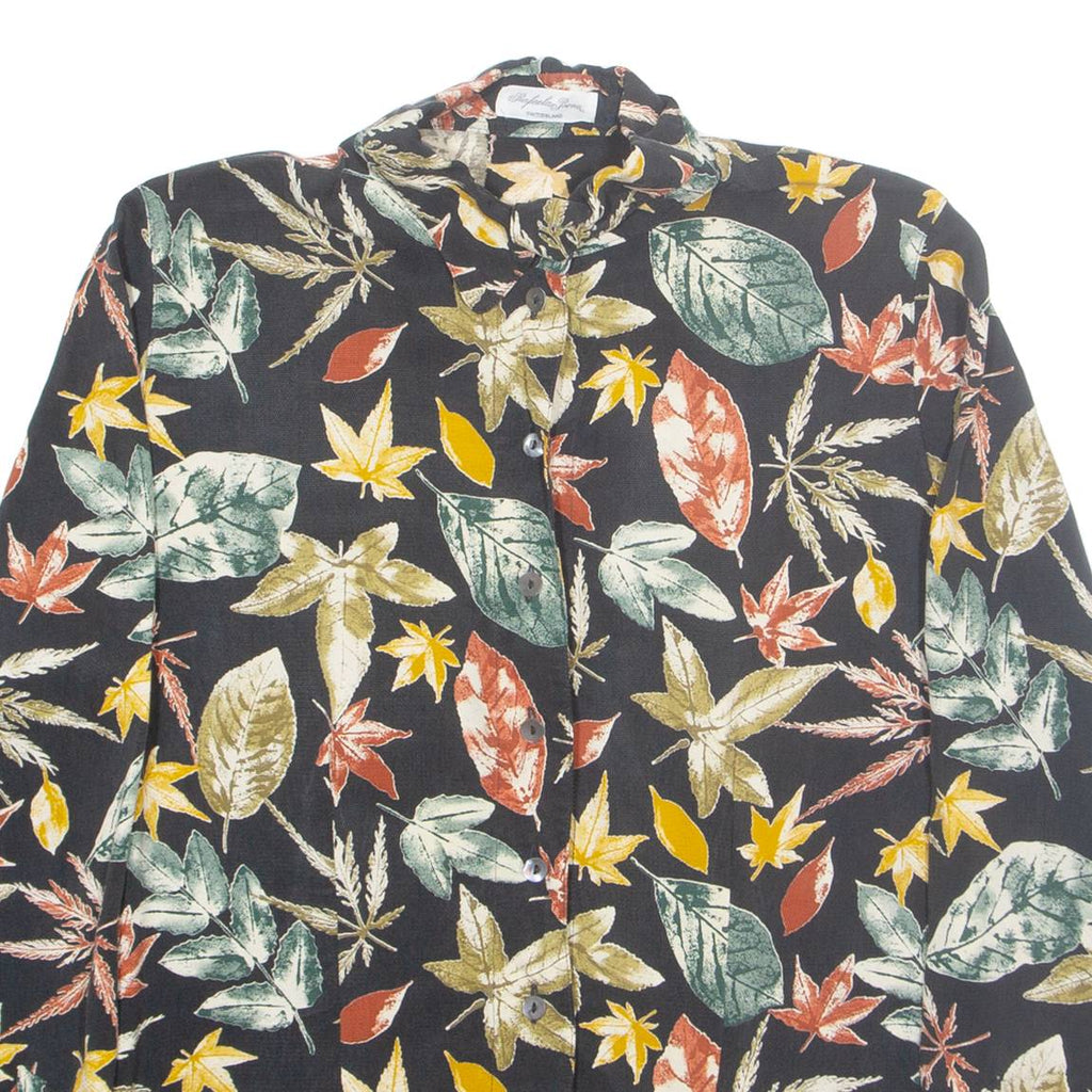 RAFAELA BENA Womens Shirt Black Floral Long Sleeve S