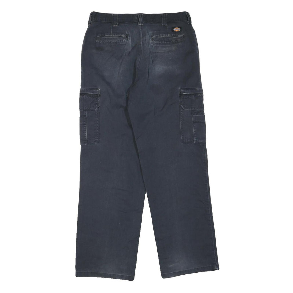 DICKIES Womens Cotton Blend Navy Blue Regular Cargo Trousers W34 L32 Workwear