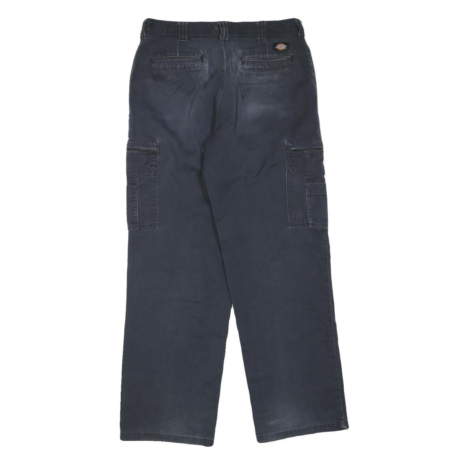 DICKIES Womens Cotton Blend Navy Blue Regular Cargo Trousers W34 L32 Workwear