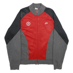 NIKE Mens Red & Grey Colourblock Zip Jacket L Cotton Blend Sports Casual