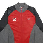 NIKE Mens Red & Grey Colourblock Zip Jacket L Cotton Blend Sports Casual