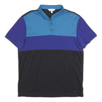 CALVIN KLEIN Mens Blue & Purple & Black Colourblock Short Sleeve Polo Shirt XL