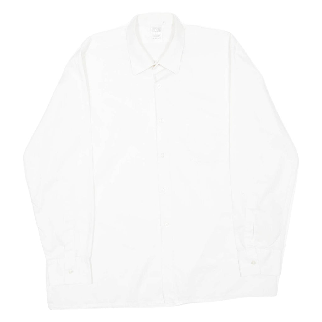CANDAHAR CLUB Mens Plain Shirt White Long Sleeve L