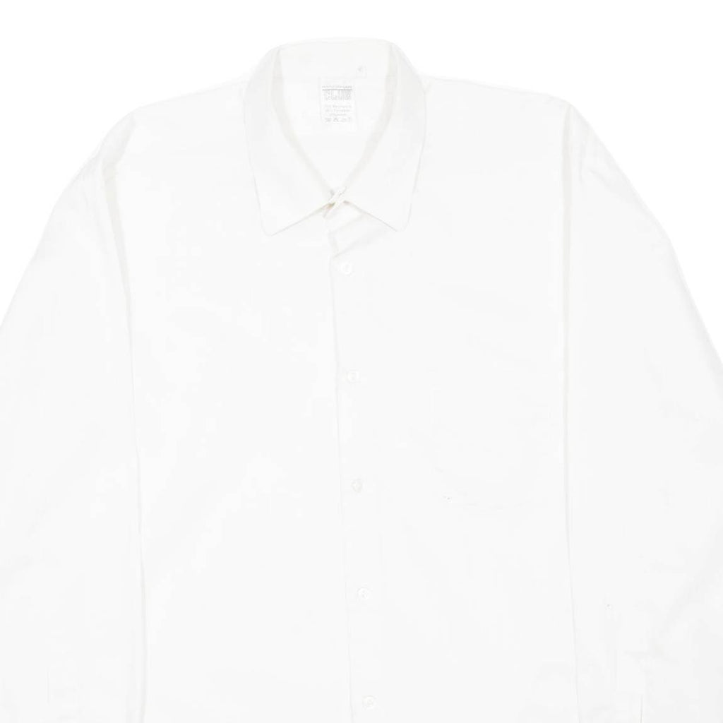 CANDAHAR CLUB Mens Plain Shirt White Long Sleeve L