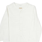 NAPAJIRI Womens White Cotton Blend Printed Top Long Sleeve Button Neck L