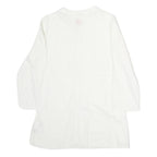 NAPAJIRI Womens White Cotton Blend Printed Top Long Sleeve Button Neck L
