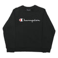 CHAMPION Boys Black Crew Neck M Logo Embroidered Cotton Blend Sweatshirt