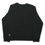 CHAMPION Boys Black Crew Neck M Logo Embroidered Cotton Blend Sweatshirt
