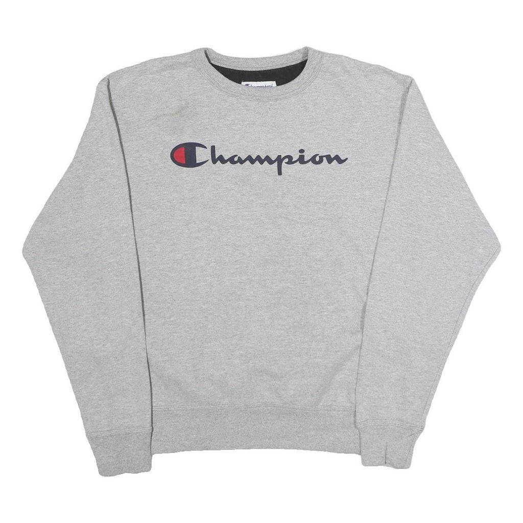 CHAMPION Mens Grey Crew Neck M Sweatshirt Cotton Blend Logo Pullover