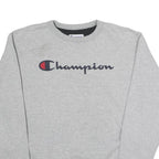 CHAMPION Mens Grey Crew Neck M Sweatshirt Cotton Blend Logo Pullover