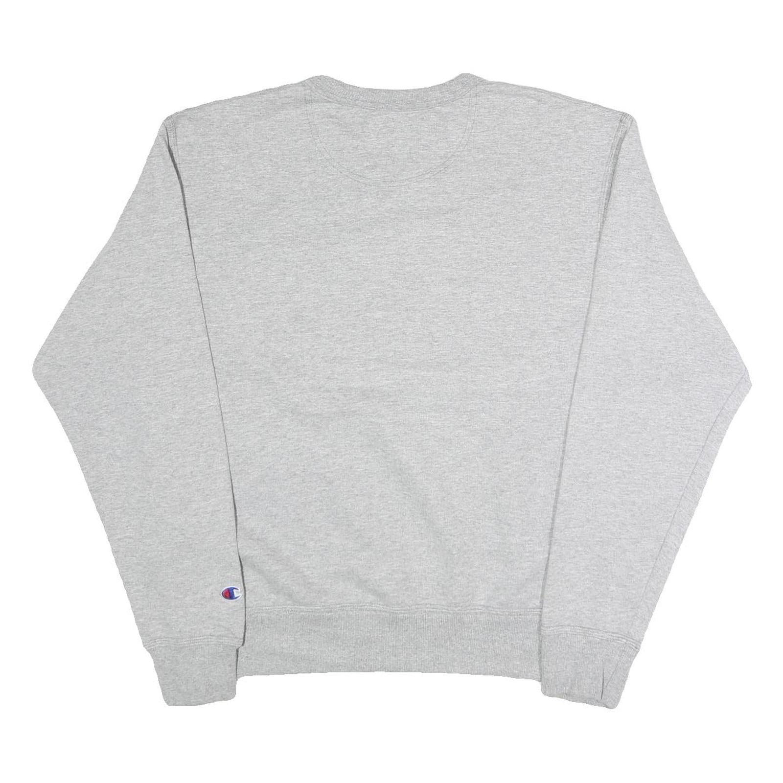 CHAMPION Mens Grey Crew Neck M Sweatshirt Cotton Blend Logo Pullover