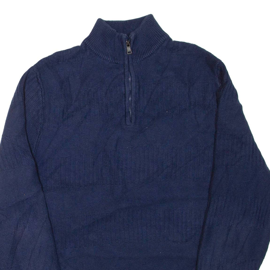 CHAPS Mens Jumper Blue 1/4 Zip Tight Knit M