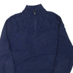 CHAPS Mens Jumper Blue 1/4 Zip Tight Knit M