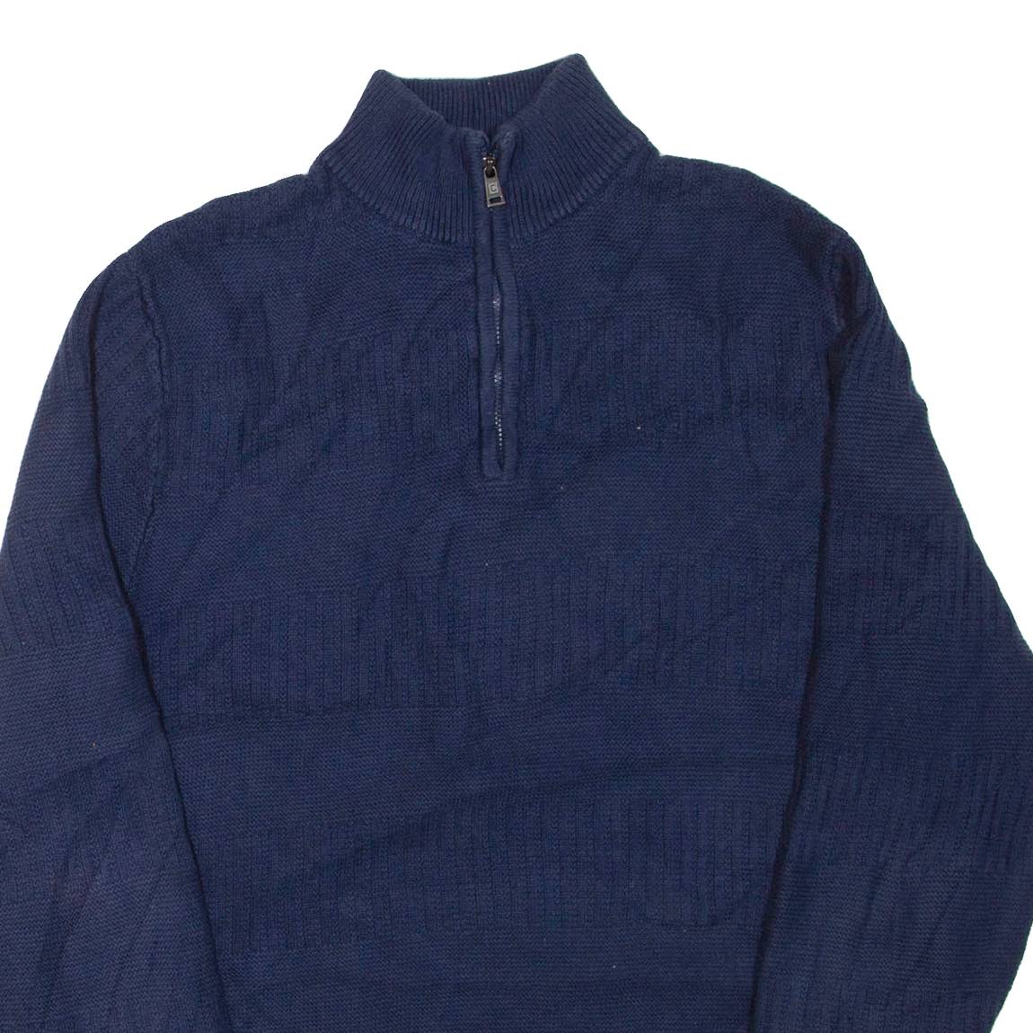 CHAPS Mens Jumper Blue 1/4 Zip Tight Knit M