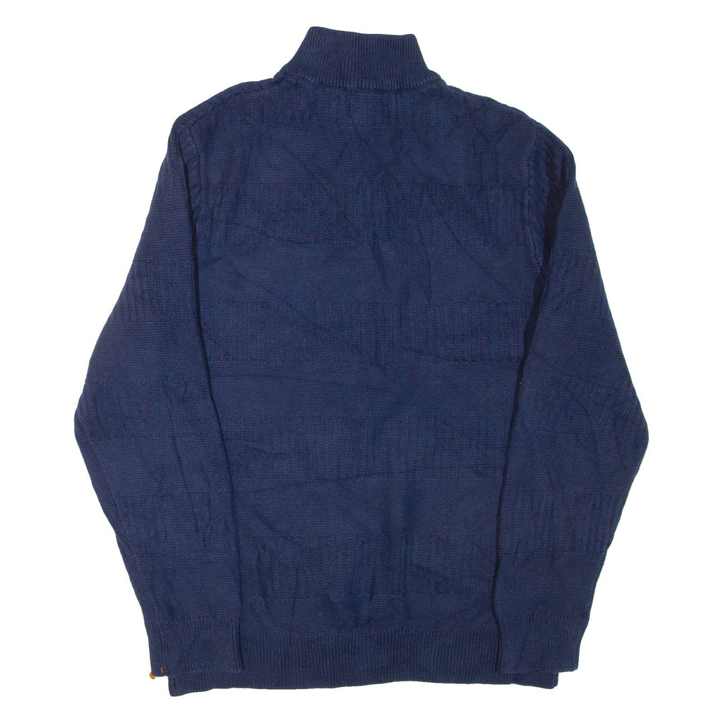 CHAPS Mens Jumper Blue 1/4 Zip Tight Knit M