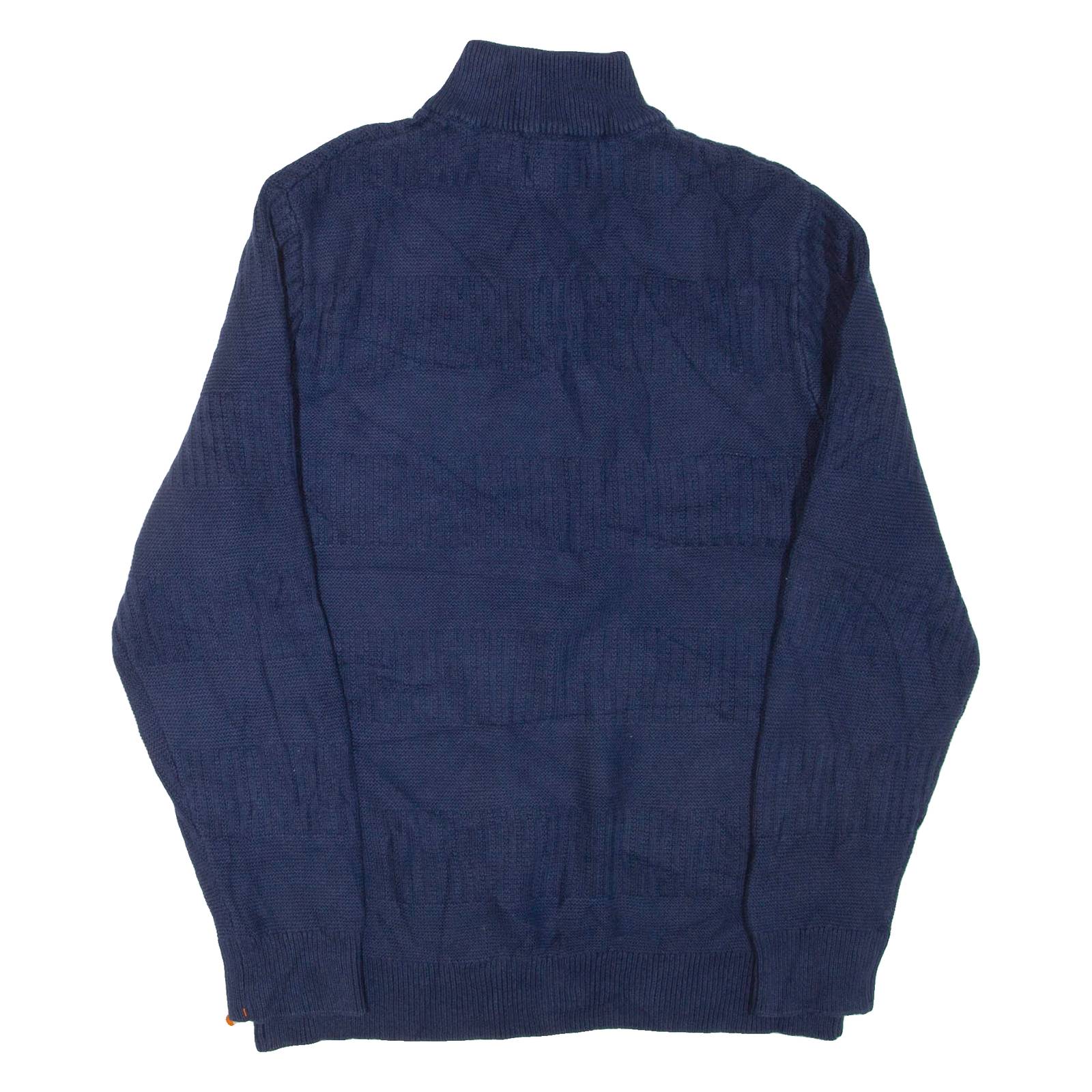 CHAPS Mens Jumper Blue 1/4 Zip Tight Knit M