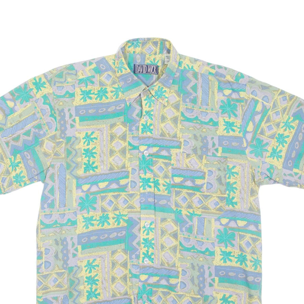 DAVID WICK Mens Shirt Green Crazy Pattern S