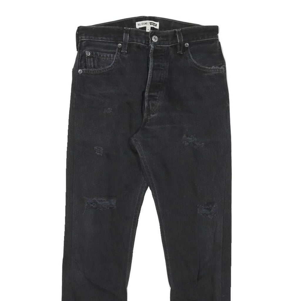 LEVI'S Womens Black Slim Skinny Denim Raw W26 L26 Distressed Cotton Blend Jeans