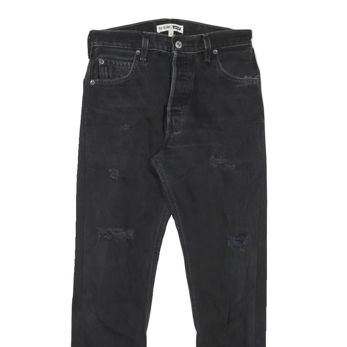 LEVI'S Womens Black Slim Skinny Denim Raw W26 L26 Distressed Cotton Blend Jeans
