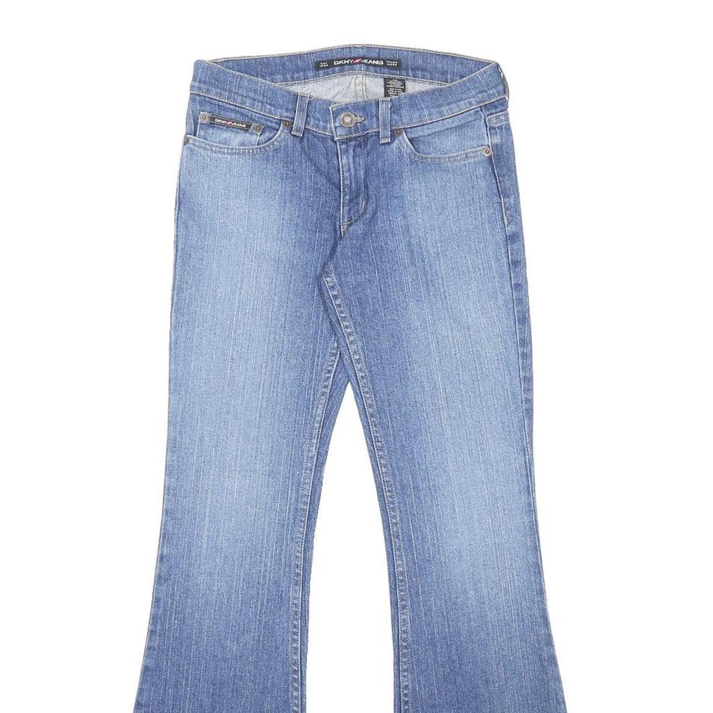 DKNY Womens Jeans Blue Regular Flared Denim Light W28 L31 Stylish Zip Closure