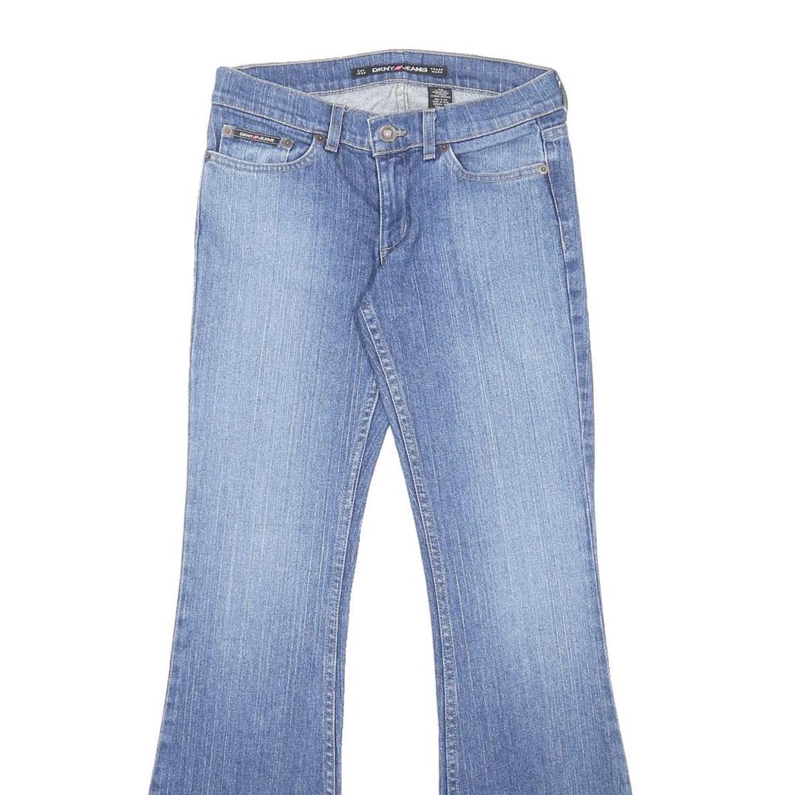 DKNY Womens Jeans Blue Regular Flared Denim Light W28 L31 Stylish Zip Closure