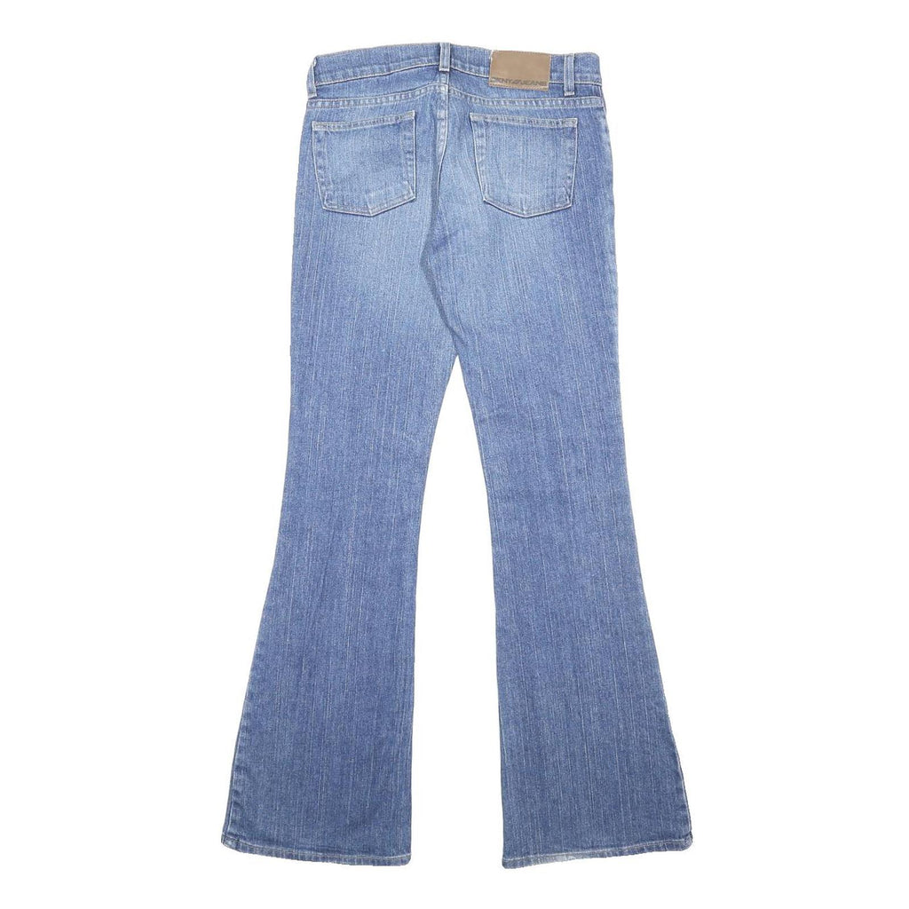 DKNY Womens Jeans Blue Regular Flared Denim Light W28 L31 Stylish Zip Closure