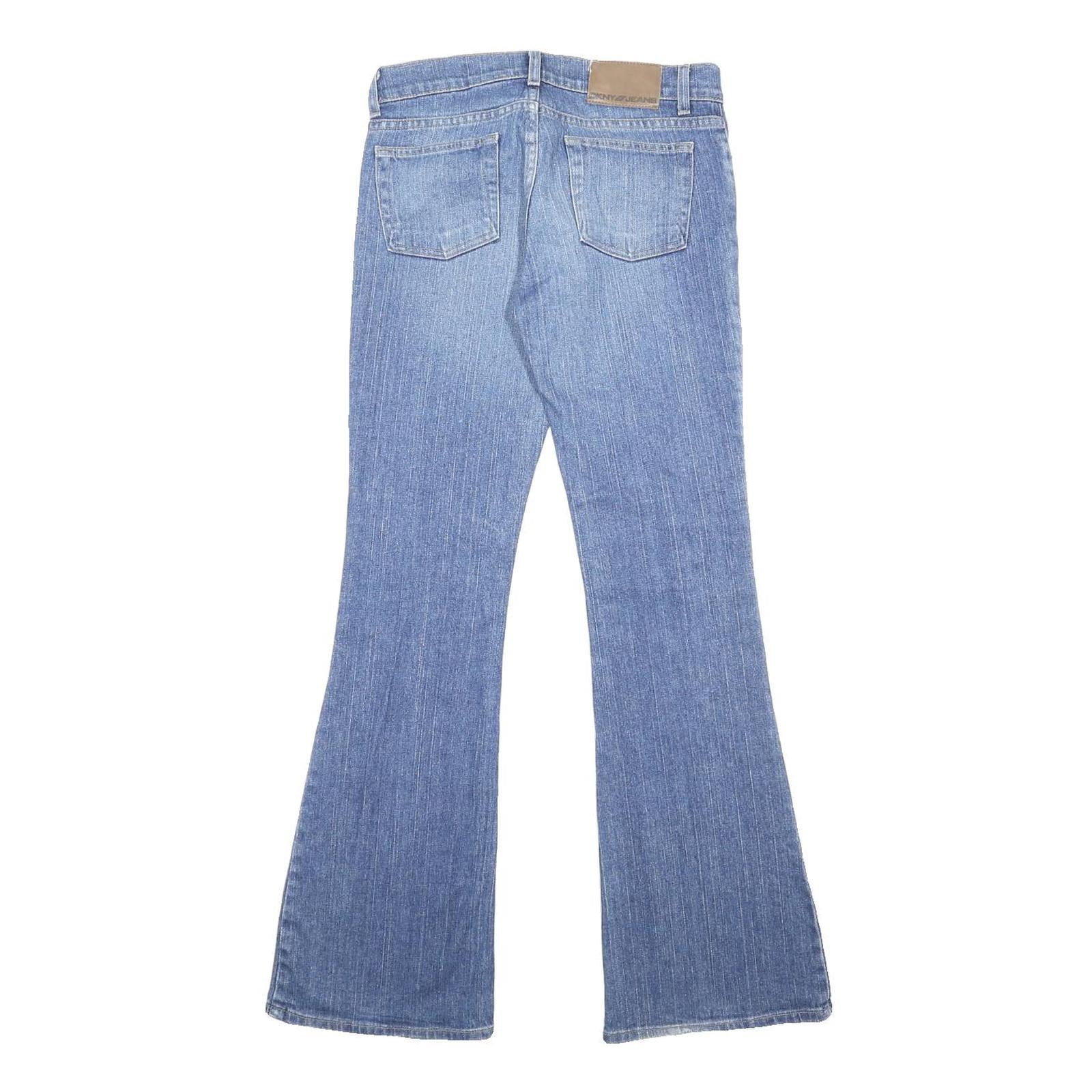 DKNY Womens Jeans Blue Regular Flared Denim Light W28 L31 Stylish Zip Closure