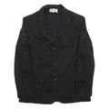 COTTON LINE Womens Black Button Jacket M Polyester Blend Square Pattern Elegant