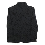 COTTON LINE Womens Black Button Jacket M Polyester Blend Square Pattern Elegant
