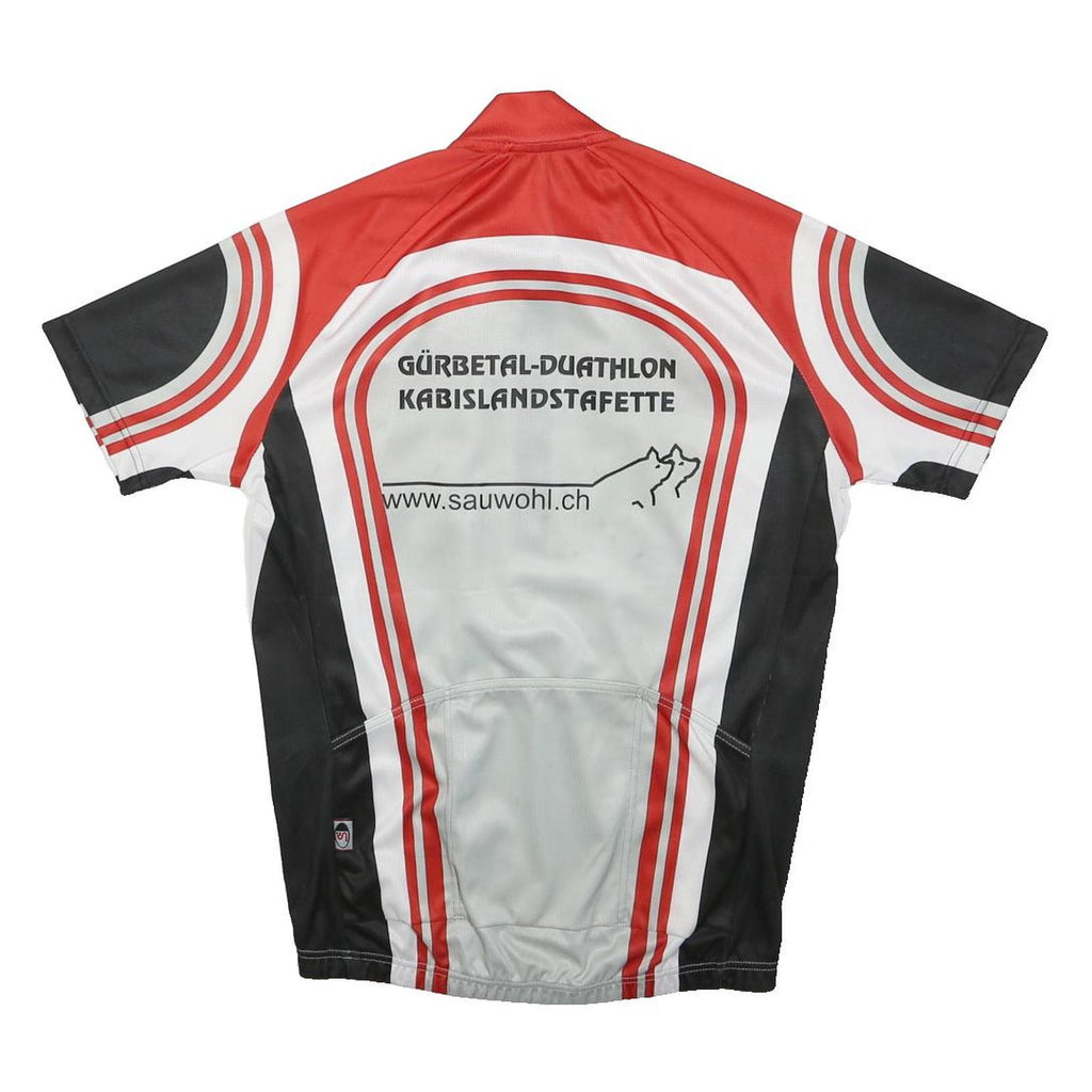 SHIMANO Mens Red & White Cycling Jersey S Short Sleeve Zip Neck Sports T-Shirt