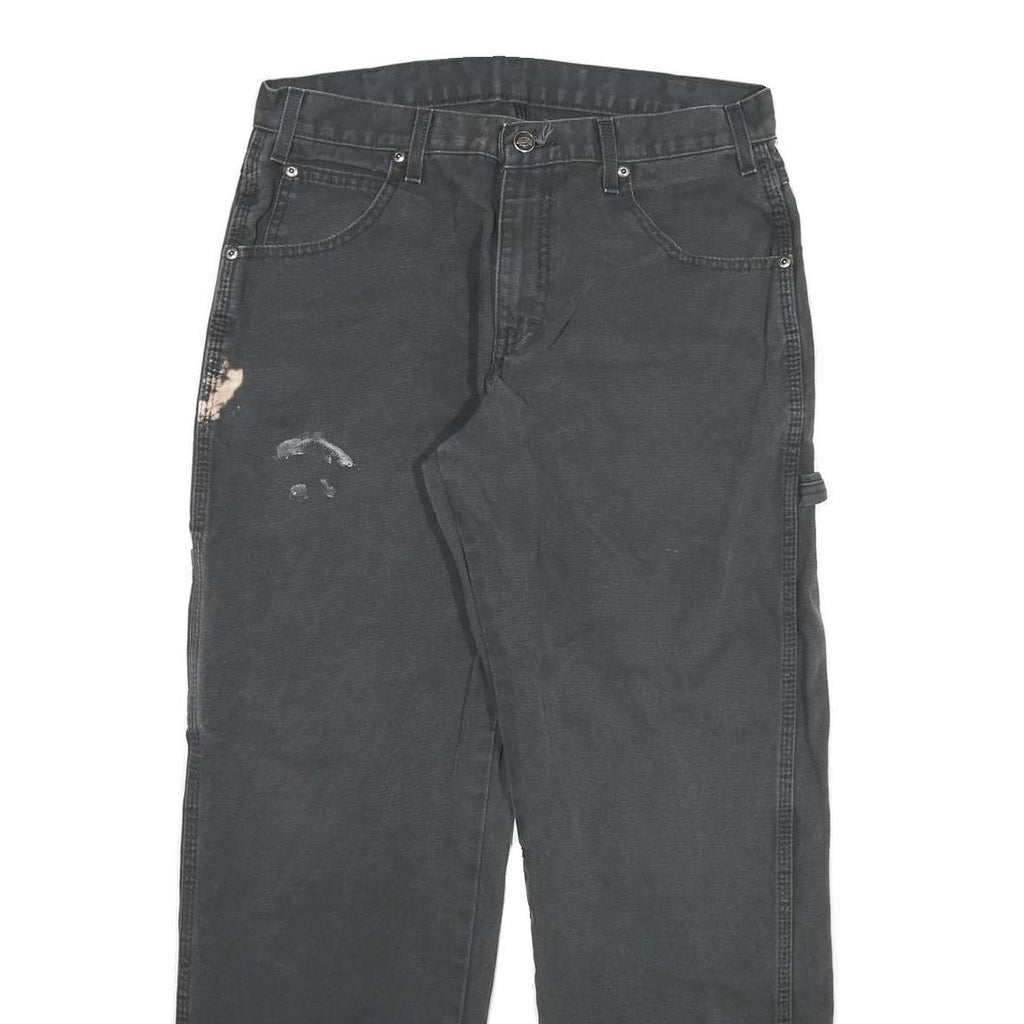 DICKIES Mens Regular Cotton Blend Paint-Stained Workwear Black Jeans W32 L30