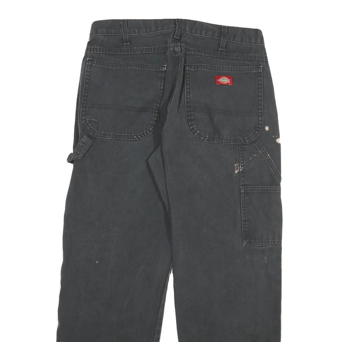 DICKIES Mens Regular Cotton Blend Paint-Stained Workwear Black Jeans W32 L30