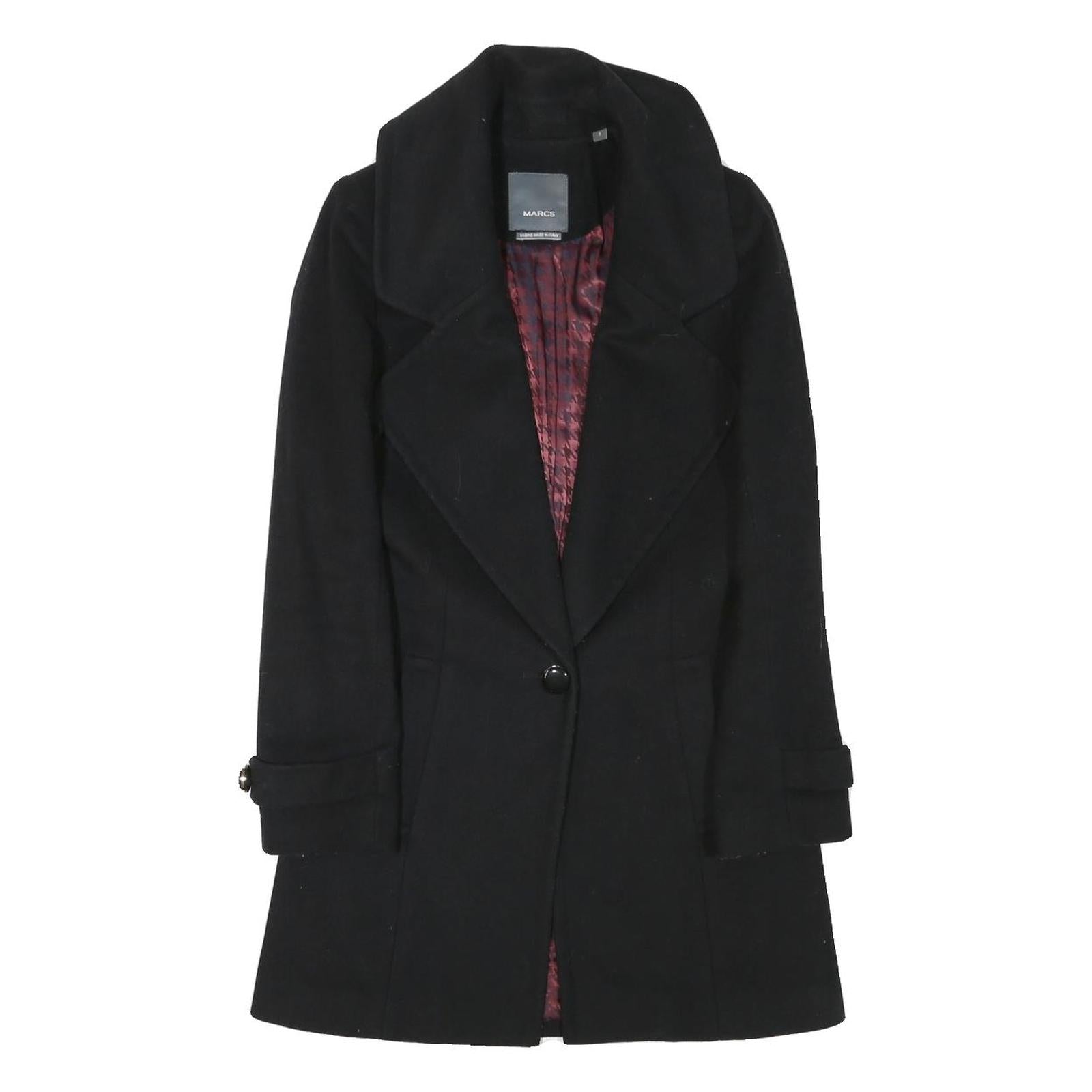 MARCS Womens Black Wool Blend Classic Jacket XS Button Closure Tailored Warm