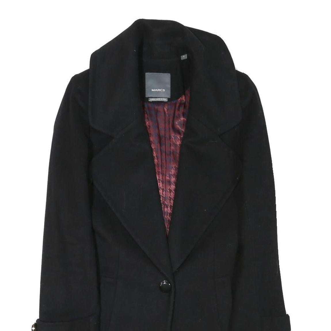 MARCS Womens Black Wool Blend Classic Jacket XS Button Closure Tailored Warm