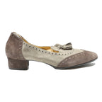 MAESTRO EUGENIO Womens Brogue Block Heel Shoes Brown & Cream Leather UK 6