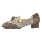 MAESTRO EUGENIO Womens Brogue Block Heel Shoes Brown & Cream Leather UK 6