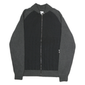 CALVIN KLEIN Mens Black & Grey Patterned Cotton Jumper Full Zip L Quilted Casual