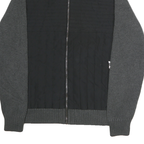 CALVIN KLEIN Mens Black & Grey Patterned Cotton Jumper Full Zip L Quilted Casual